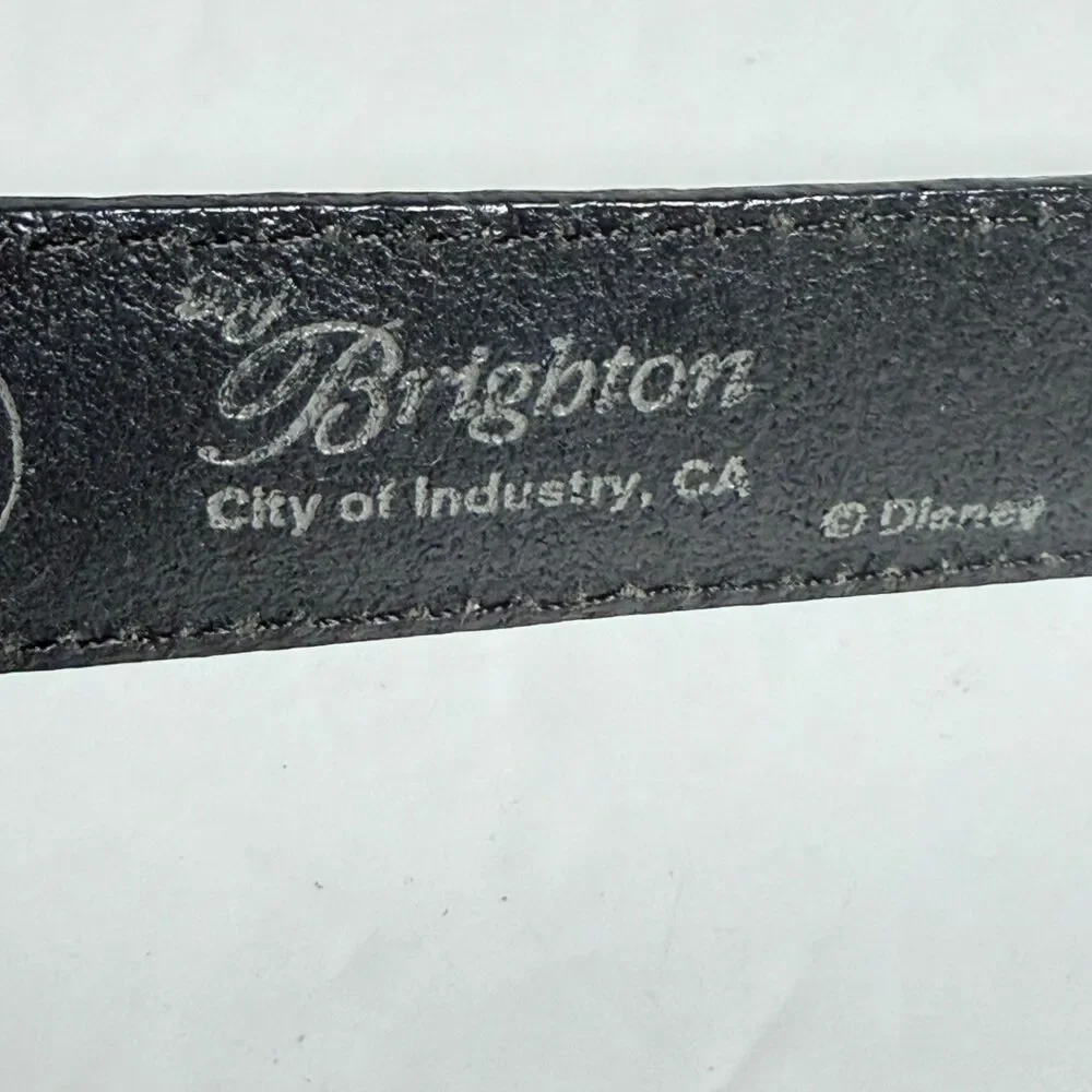 Brighton Disney Mickey Train Conductor Black Leather Belt Silver Tone Size 30